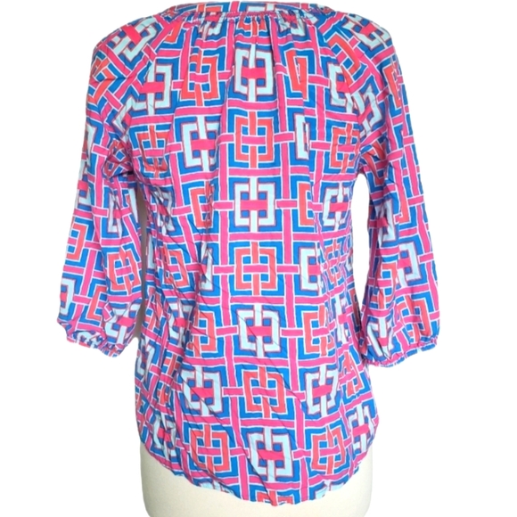 Crown & Ivy Pink Blue Print Blouse - Picture 7 of 9